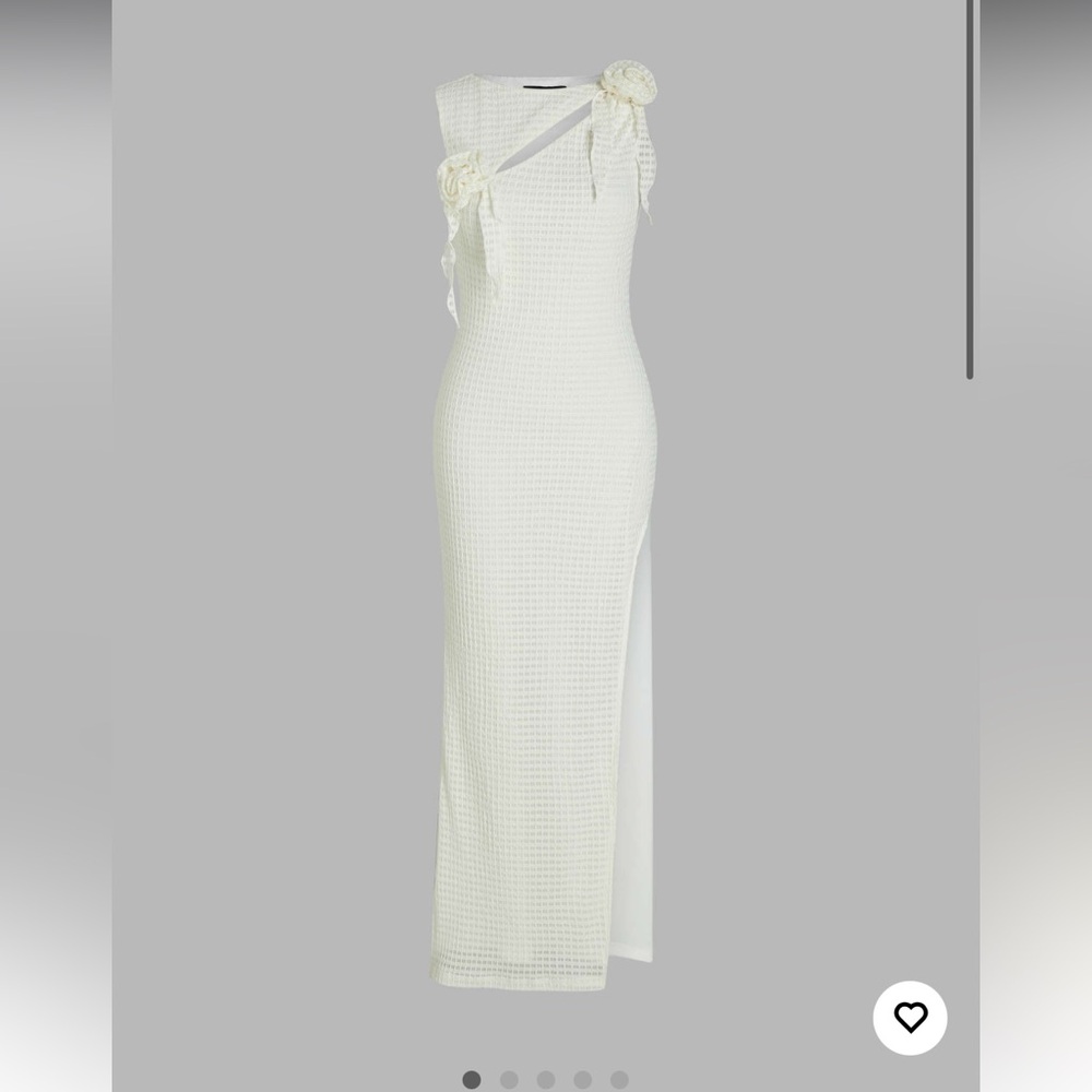 White Rosette Bodycon Maxi Dress